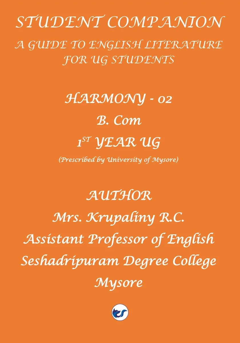 Students Companion - A Guide to English Literature for UG Students: Harmony 2