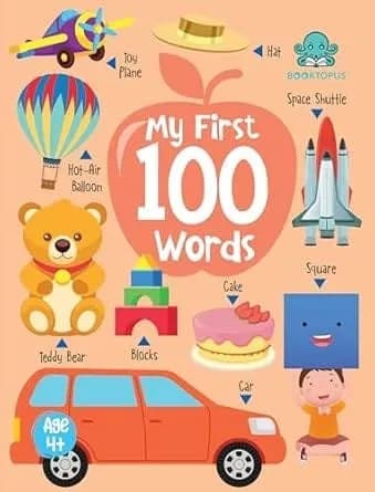 Booktopus Mini Board Book - My First 100 Words - Early Learning Books for Kids - Picture Books for Baby 4+ Years