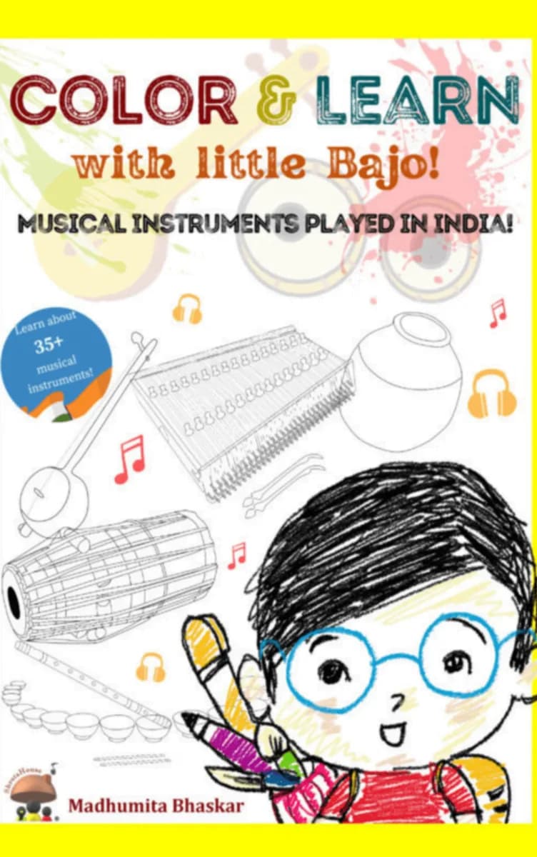 Color And Learn With Little Bajo: Musical Instruments Played In India.